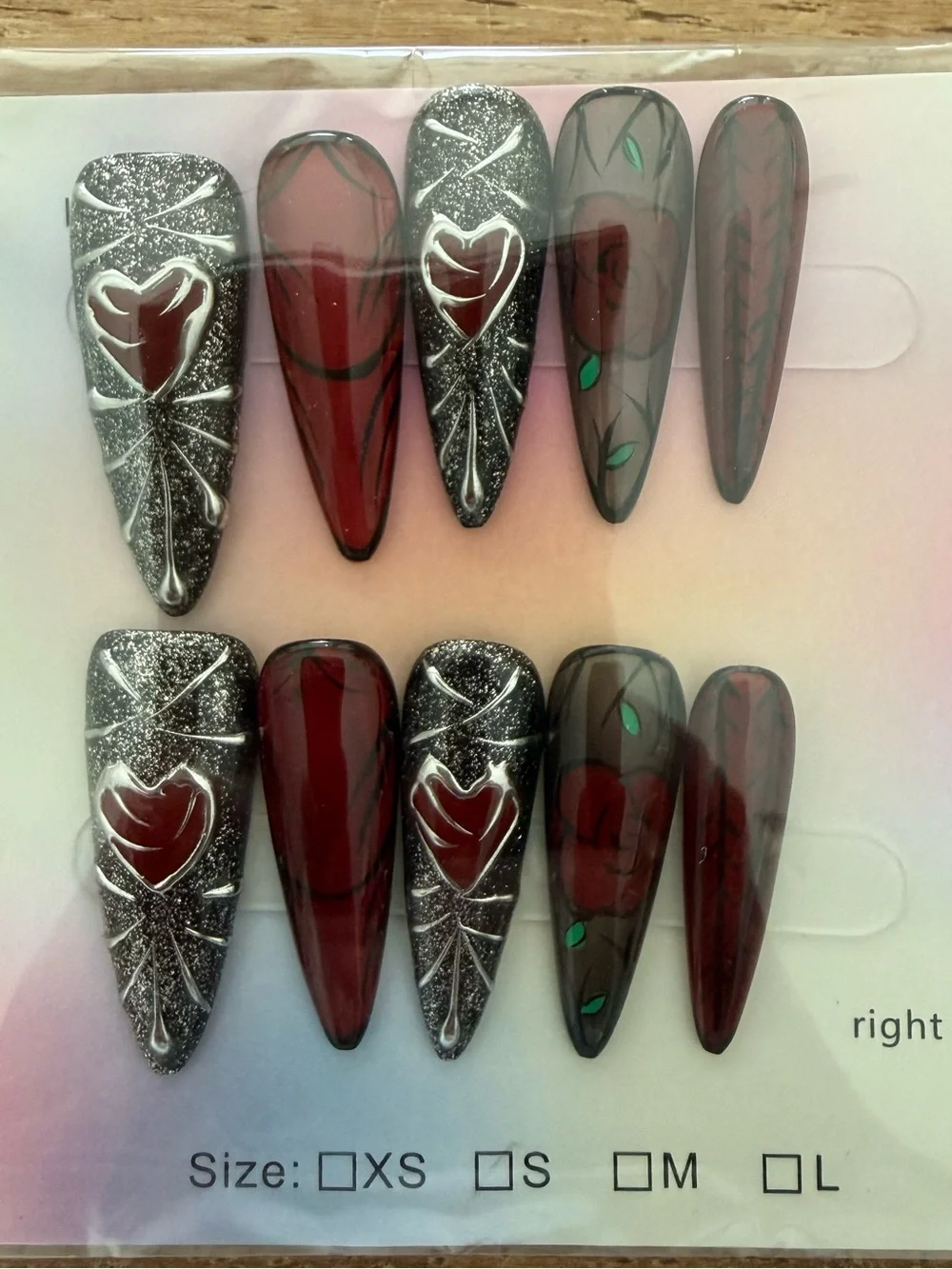 Gothic Vampire Red & Black False Nail Set - Women Jewelry